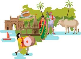 maharashtra culture with map vector