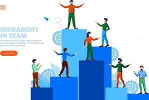 members of team with hierarchy, team work, leader vector illustration concept