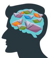 man and brain filled with books side view vector