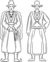 ladakh people in traditional dress hand drawn vector