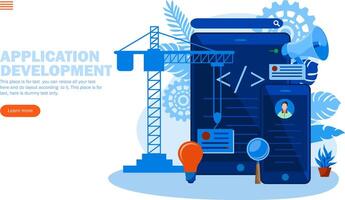 application development  with mobile and tablet concept vector illustration