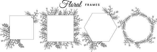 botanical floral frames design elements hand drawn vector