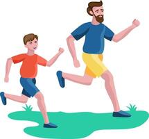 father and son running or jogging vector