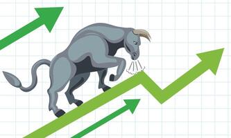 stock market growth with bull vector
