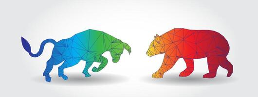 triangular bear and bull fight stock market vector