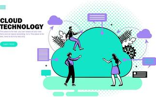 cloud technology team interaction vector