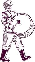 brass band character playing drum hand drawn vector