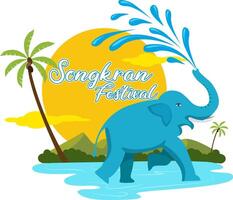 songkran festival elephant water play vector