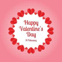 happy valentines day greeting with hearts with pink background vector