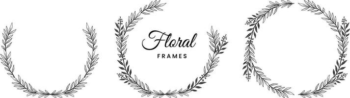 botanical floral frames design elements hand drawn vector