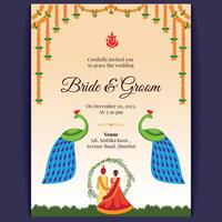 indian wedding card design, invitation template vector