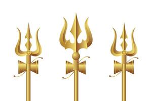 lord shiva weapon golden trishul vector