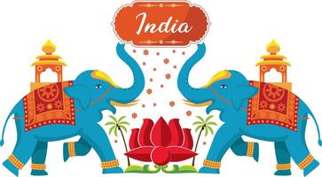 india design elephant and lotus vector