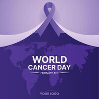 mundo cáncer día póster, cáncer conciencia bandera vector
