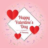 happy valentines day greeting celebration with hearts vector