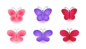 conjunto de hermosa mariposa logo icono diseño vector