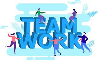 team working around word teamwork vector
