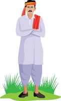 Indian farmer standing isolated vector