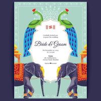 Royal indian wedding card design, invitation template vector