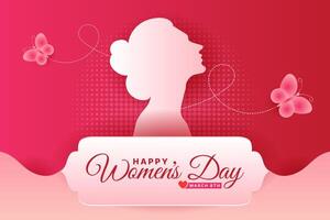 International Women's Day 8th March celebration background template with butterfly vector