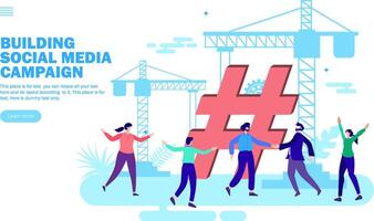 team building social media campaign vector