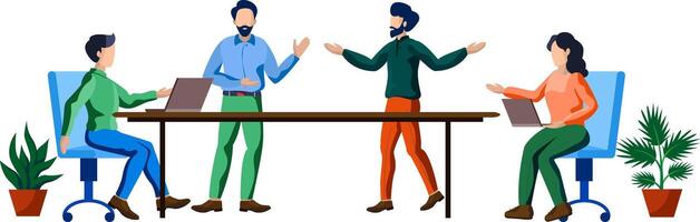 team - people discussing around the table isolated concept vector illustration