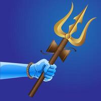 lord shiva weapon golden trishul in hand vector