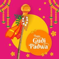 cultural hindú nuevo año festival gudi Padwa celebracion tradicional diseño vector