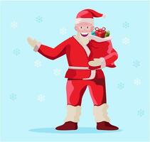 santa claus standing with gift vector