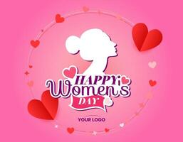 International Women's day 8th March celebration background template with hearts vector