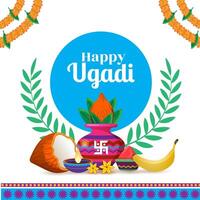 happy ugadi festival celebration greeting background vector