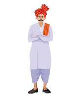 maharastrian man with feta and tilak  standing vector