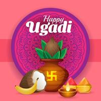 happy ugadi festival celebration greeting background vector