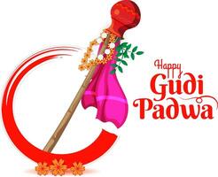 cultural hindu new year festival gudi padwa celebration traditional design vector