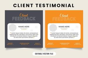 Customer service feedback template on a dark gray and yellow background. Customer feedback review or testimonial with rating section. customer feedback testimonial with quote and photo placeholder. vector