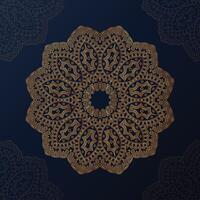 decoración árabe estilo mandala modelo en un oscuro azul antecedentes. lujoso dorado mandala vector. lujo decoración mándala lujoso mandala ornamento antecedentes con dorado modelo. vector