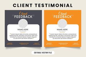 Customer feedback review or testimonial design with black and yellow color. Customer service feedback template. customer feedback review or testimonial layout template for websites business. vector