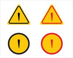 Set of warning signs with yellow, red and black color combined. warning signs set vector.Yellow red and black warning restricted area sign. vector