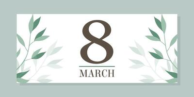 Horizontal banner for international women's and March 8 with floral pattern in minimalist style vector