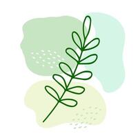 Hand-drawn postcard with plant element and abstract background. A poster in the style of a minimalist doodle. vector