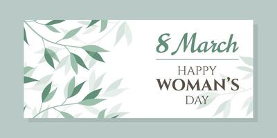 Horizontal banner for international women's and March 8 with floral pattern in minimalist style vector