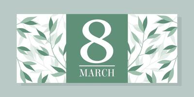 Horizontal banner for international women's and March 8 with floral pattern in minimalist style vector