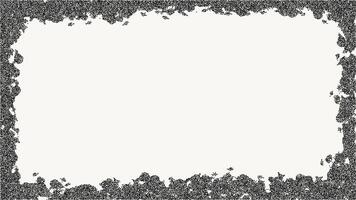 Black dotted textured horizontal frame, noisy gritty dot halftone effect, vector illustration. Fashionable banner in grunge style. Imitation of paint stains.