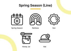 Spring Season Icon Set in Line Style Suitable for web and app icons, presentations, posters, etc. vector