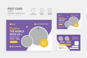 Modern Travel Postcard Design Template. Ideal for travel agencies, corporate promotions, and easy customization. Start inspiring adventures today vector