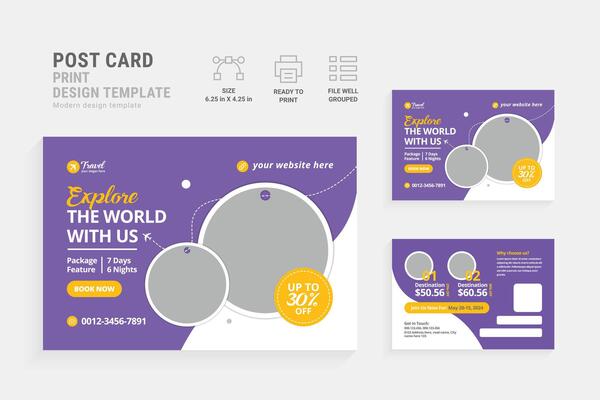 Modern Travel Postcard Design Template. Ideal for travel agencies, corporate promotions, and easy customization. Start inspiring adventures today