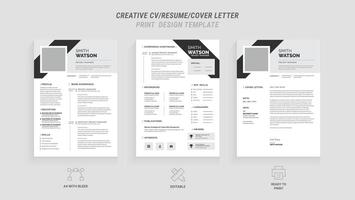 Present yourself professionally with our Minimal Resume, Cover Letter Page Set. Featuring a clean, modern design with a dark sidebar. Ideal for business job applications and multipurpos vector
