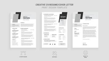 Present yourself professionally with our Minimal Resume, Cover Letter Page Set. Featuring a clean, modern design with a dark sidebar. Ideal for business job applications and multipurpos vector