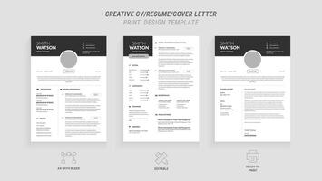 Present yourself professionally with our Minimal Resume, Cover Letter Page Set. Featuring a clean, modern design with a dark sidebar. Ideal for business job applications and multipurpos vector