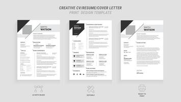 Present yourself professionally with our Minimal Resume, Cover Letter Page Set. Featuring a clean, modern design with a dark sidebar. Ideal for business job applications and multipurpos vector